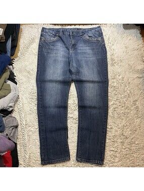 Y2K Blue Republic Jeans Studded Blue Denim Size 22 Stretch Skinny Pants Women's